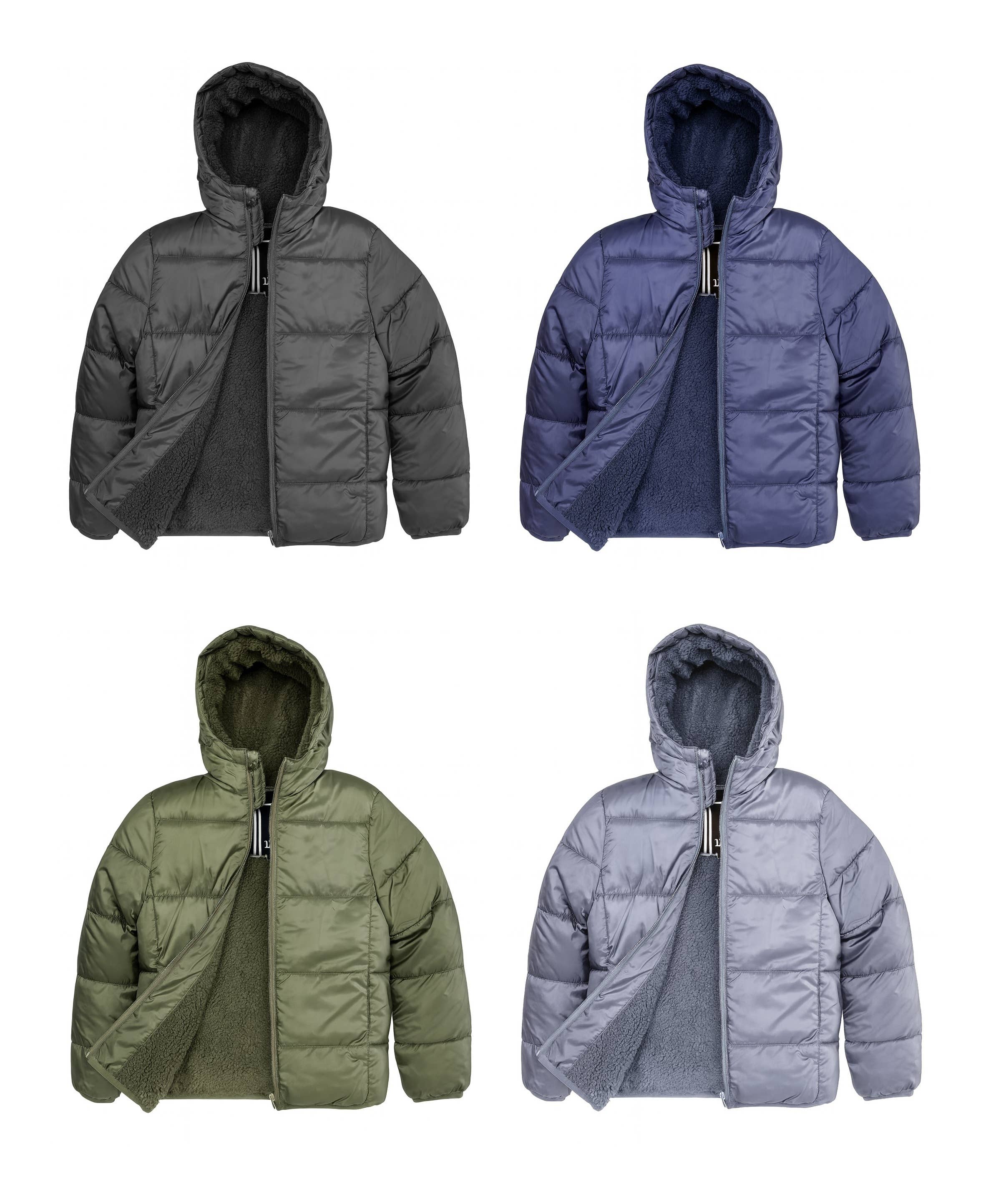 1826 - Wholesale Pufferjack - Kinderen - 1826 Jongens Sherpa Gevoerde Gewatteerde Jassen met Capuchon Maat 4-20