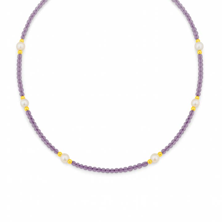 CO88 Pärlhalsband Ametist och Snäckpärla Ipg för wholesale av CO88 Collection