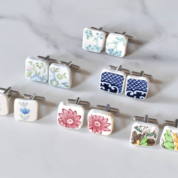 Broken Plate Square Cufflink for wholesale by The Broken Plate Pendant Co