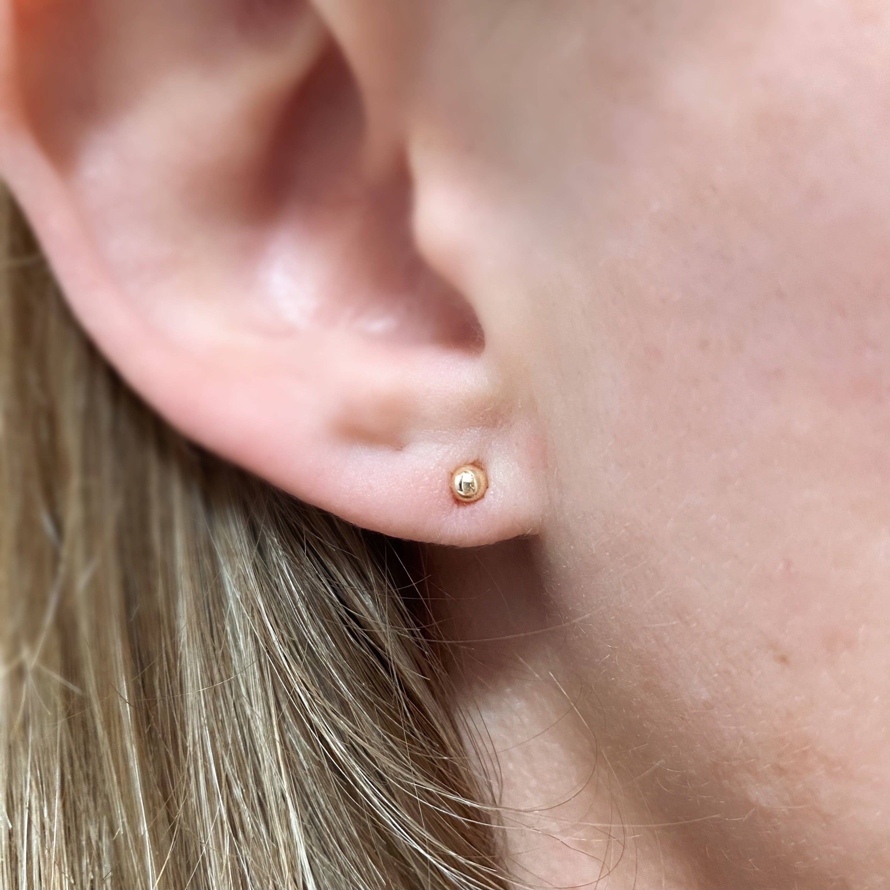 GoldFi – Großhandel Ohrstecker – 14 k massives Gold 3 mm Kugel Ohrstecker1