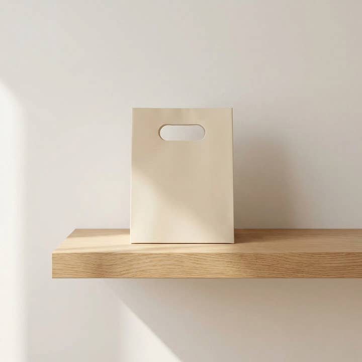 ByHome - Wholesale Gift Bag - Soft Light Beige Cutout Handle Gift Bag w/ Ribbon & Tissue7