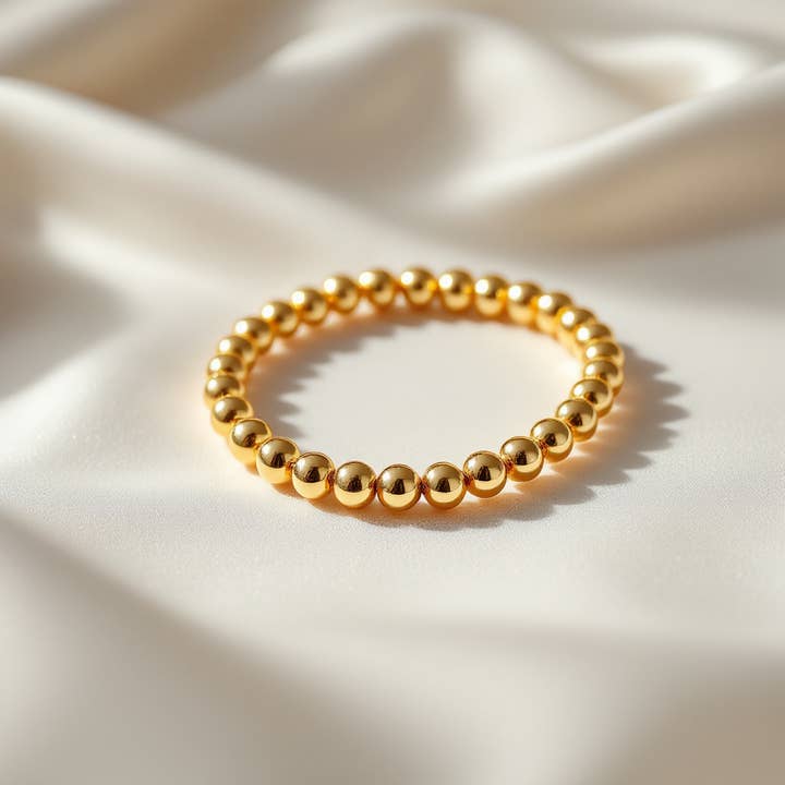 bara boheme - Wholesale Beaded Bracelet - 7mm | Stretchy Anti-Tarnish 14K Gold Filled Bracelet