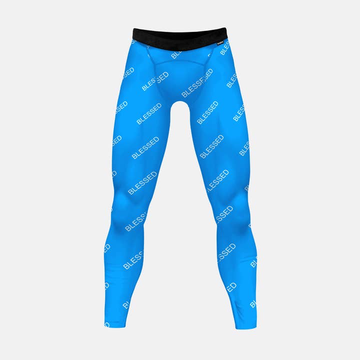 Blessed Pattern Blue Tights for Men for wholesale on Faire
