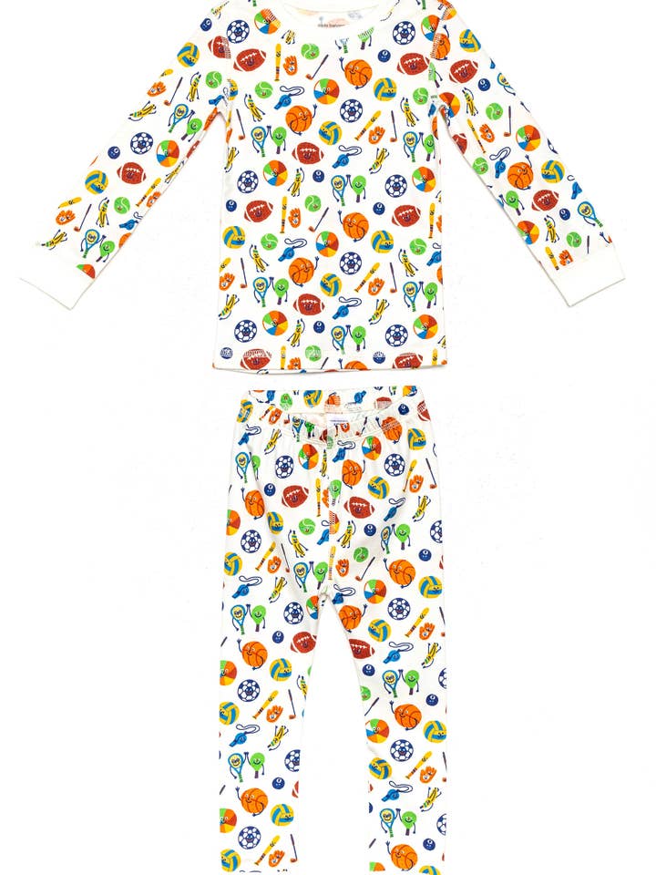 Play Ball Organic Pima Cotton Pajama Set for wholesale by Dodo Banana