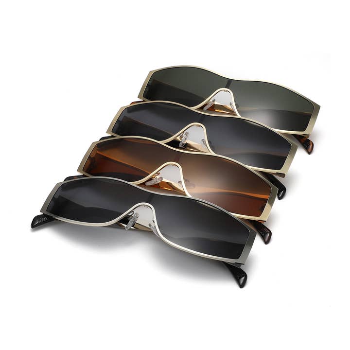 Rectangle Shield Flat Top Wrap Sunglasses for wholesale by Cramilo Eyewear