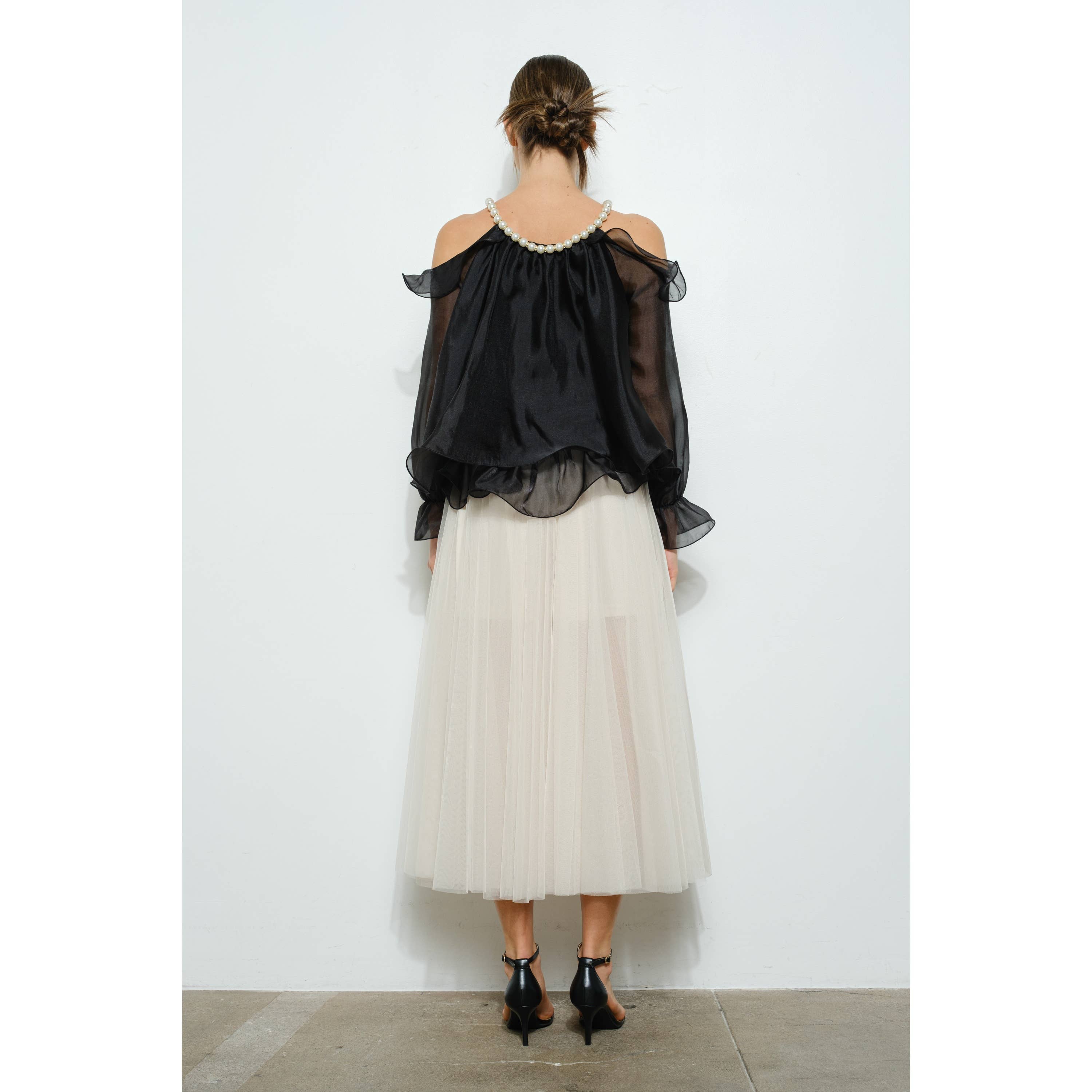 INA - Vendita all'ingrosso Gonna - Donna - Gonna a strati in tulle a vita alta a trapezio trasparente11