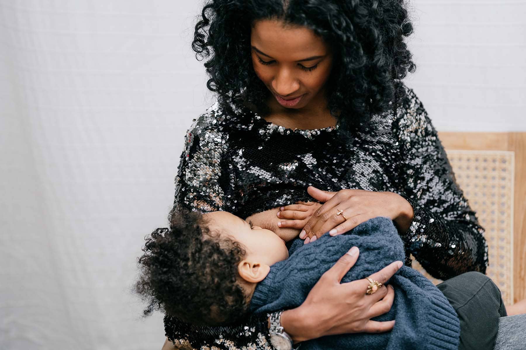 Black Night Fever Mama Sequin Nursing Top for wholesale on Faire2