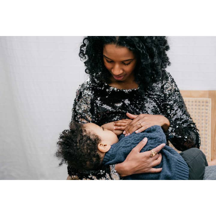 Black Night Fever Mama Sequin Nursing Top for wholesale on Faire2