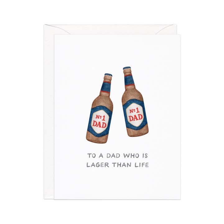 Amy Zhang - Wholesale Father's Day Card - Lager Than Life — Beer Pun Dad Joke Father's Day Card