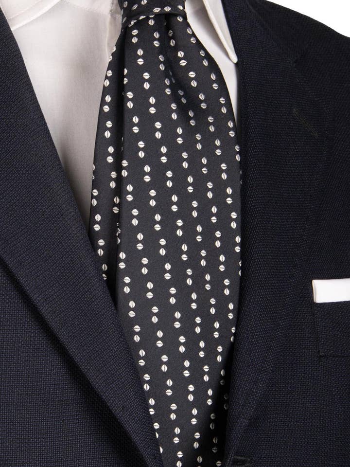 Blaue Seidenkrawatte mit grauem Silbermuster CY6646 für den Großhandel von Graffeo Cravatte