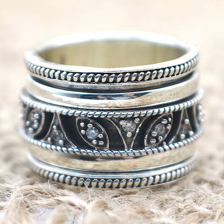 Anello spinner da meditazione in argento sterling Taj Mahal per la vendita all'ingrosso da parte di Energy Stone