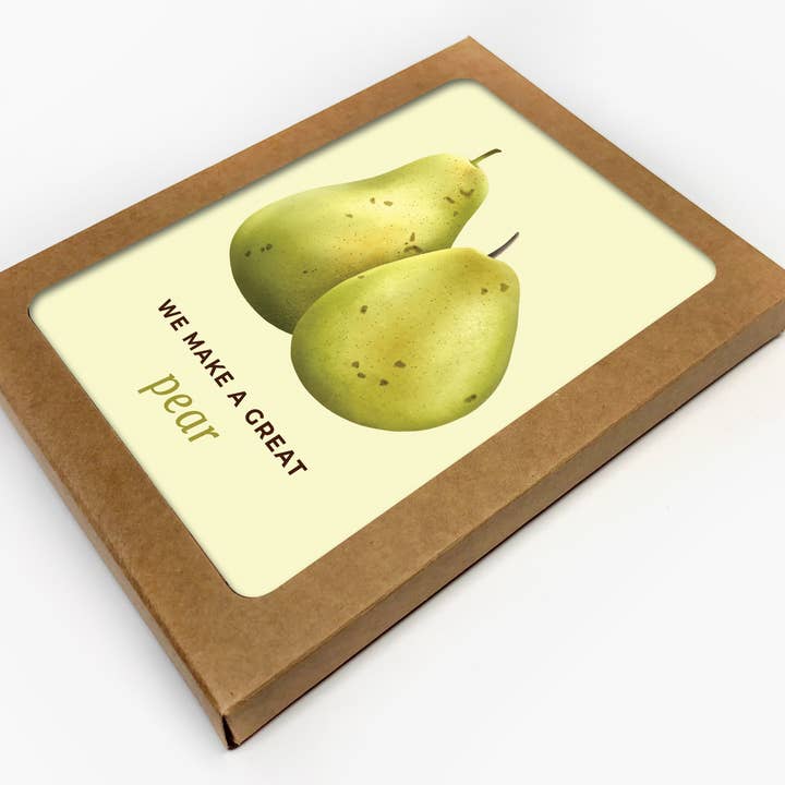 Conjunto de 10 cartas We Make a Great Pear Pun Love por atacado de RachIllustrate