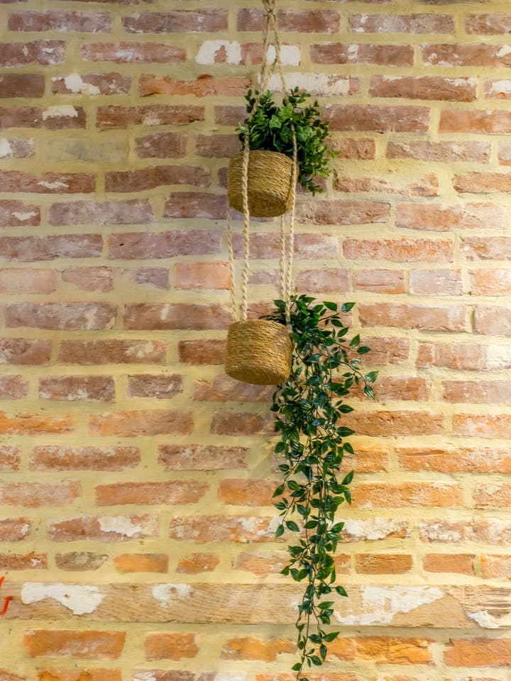 Double Hogla Hanging Planters (INDIVIDUAL Piece) for wholesale by Creation Jute USA