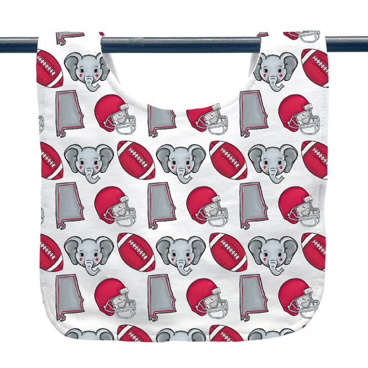 Gray Elephant Crimson Football Baby Bib-New Arrival Gift for wholesale by Home Malone