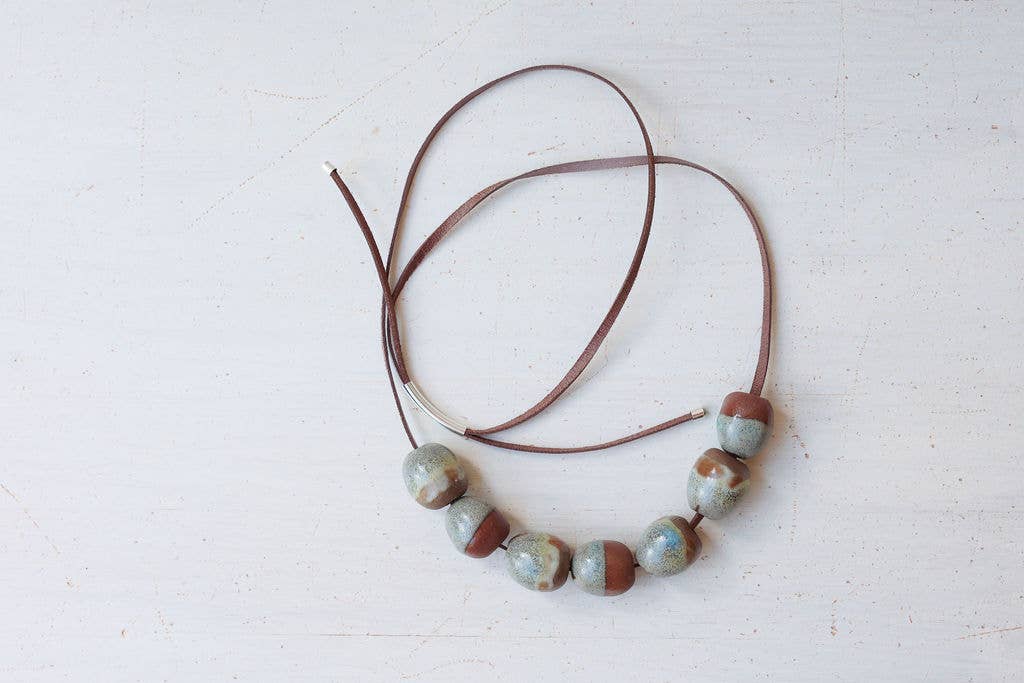 Woodfolk - Wholesale Beaded/pearl necklace - Eucalyptus Ceramic Bead Necklace0