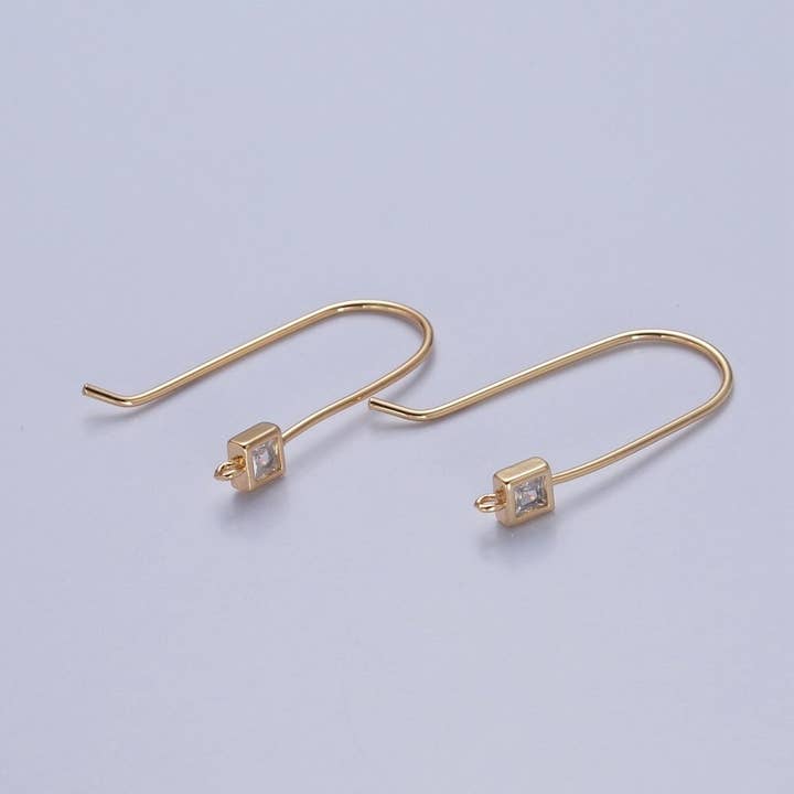 Aim Eternal - Wholesale Hoop Earrings - Gold Filled French Hook Earrings, Geometric Marquise Heart Baguette Oval Square Star Round CZ Cubic Zirconia Fish Hook Earrings with Open Link Loop for Earrings Making L-802~L-8084