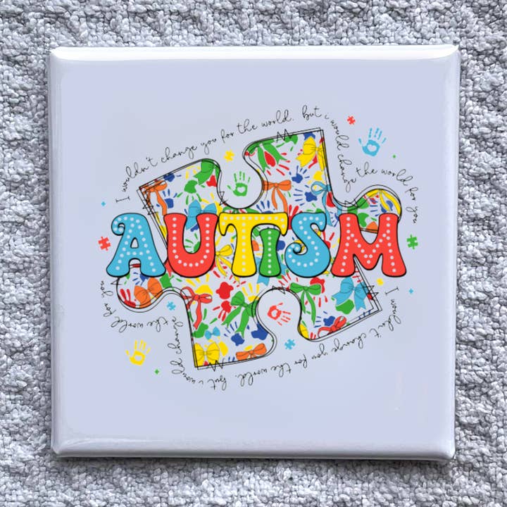 Autism Awareness 2x2" Magnet-Handmade Fridge Decor for wholesale by Made With Aloha Magnets,llc