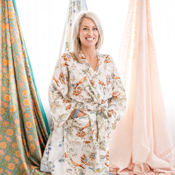 Birds of Paradise Cotton Robe Knee Length for wholesale by Rahab's Rope