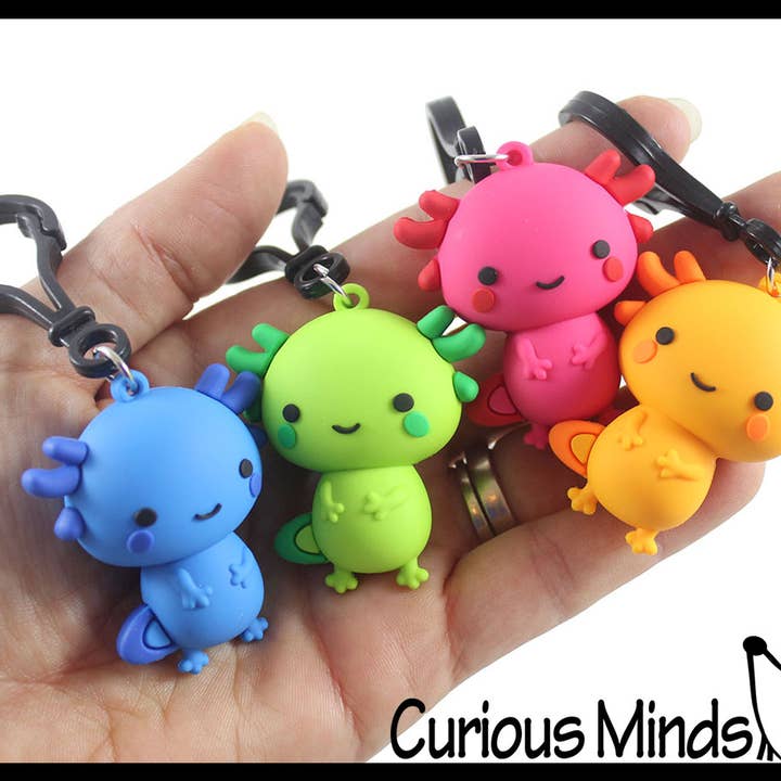 Curious Minds Toys - Wholesale Sleutelhanger - Kinderen - 1 Axolotl-accessoire - klein op clip voor sleutelhanger, rugzak