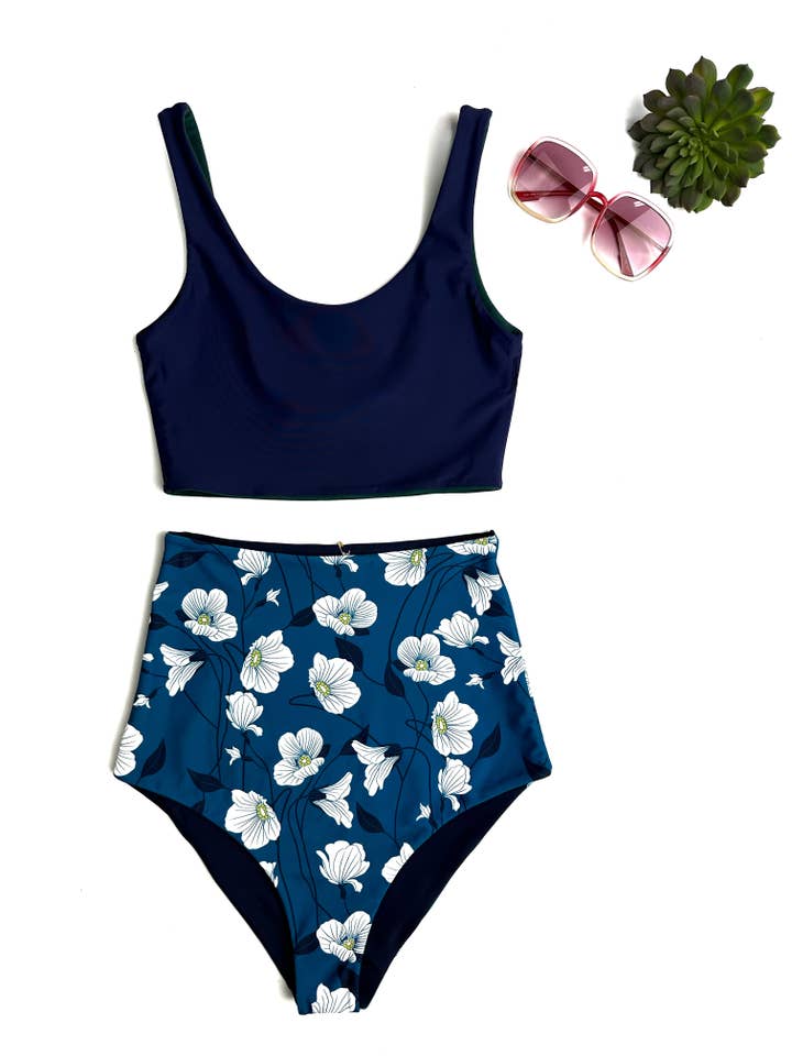 navy blue scoop tank for wholesale by Cannonball Swimwear