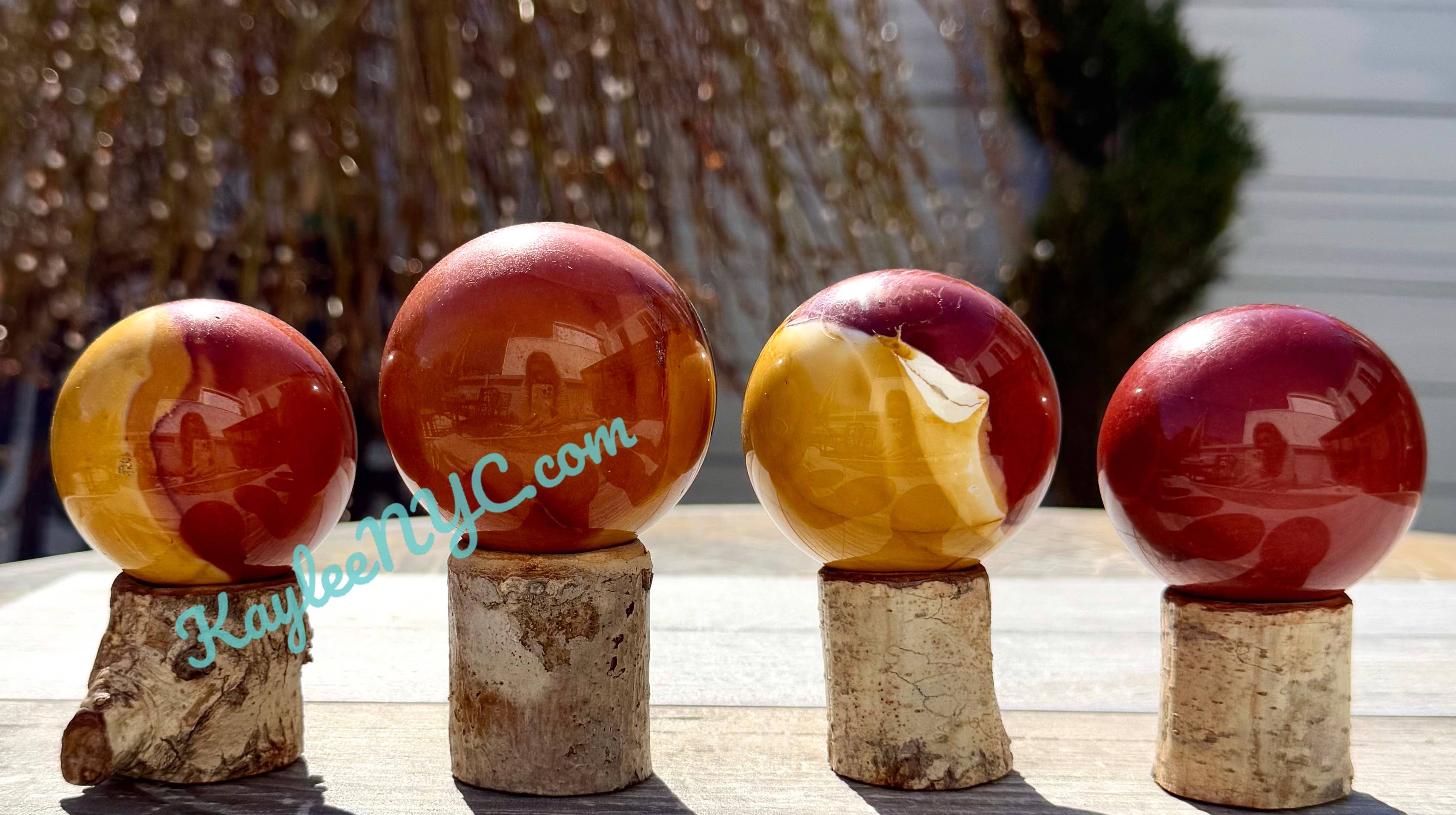 KayleeNYC - Wholesale Spiritual Stone/Crystal - 4-6 Pcs Natural Mookaite Sphere Crystal 2.9-3 lbs2
