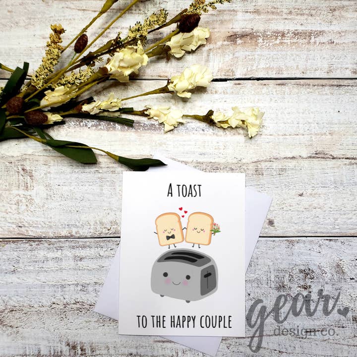 Um brinde ao cartão de casal feliz por atacado de Gearhart Design Co.