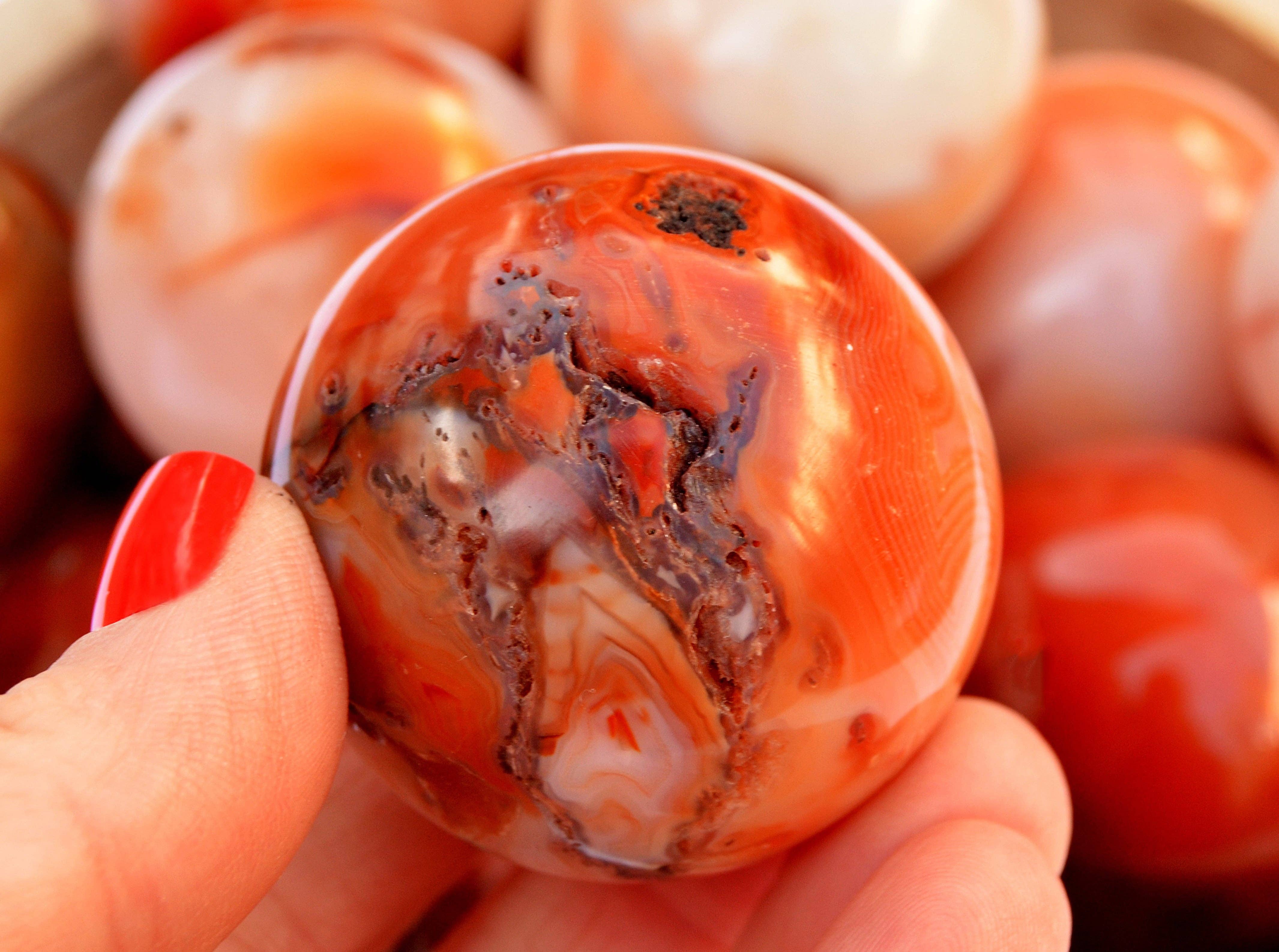 Kaia & Crystals - Wholesale Spiritual Stone/Crystal - Red Carnelian Sphere Stone (45mm - 65mm)6