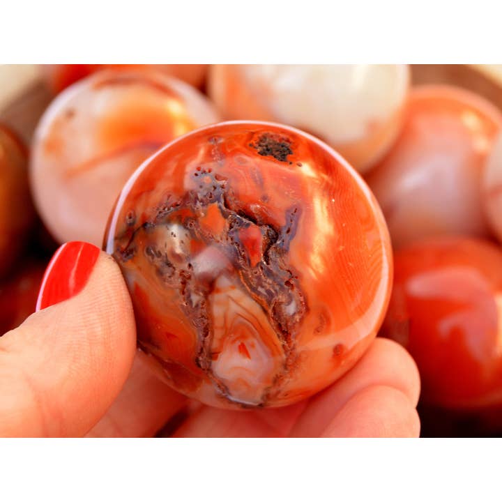 Kaia & Crystals - Wholesale Spiritual Stone/Crystal - Red Carnelian Sphere Stone (45mm - 65mm)6