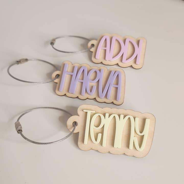 Back Pack Name Tag - Wood for wholesale by Chelsea Brandt Creations