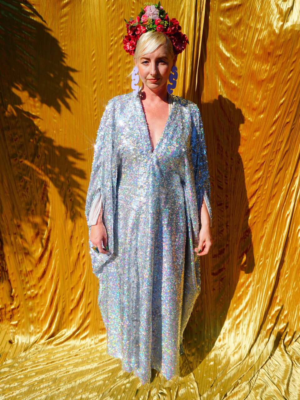 Fumbalinas – wholesale Kaftan – Women's – Silver Metallic Holographic/  Sequin Kaftan Gown / Dress20
