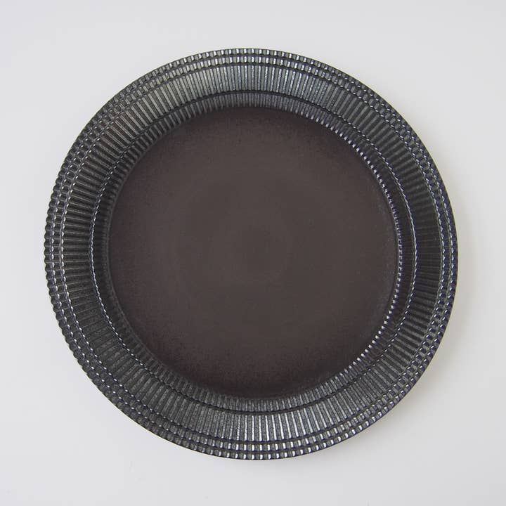 Compass Plate black clay 11.8" silver for wholesale by Sensui