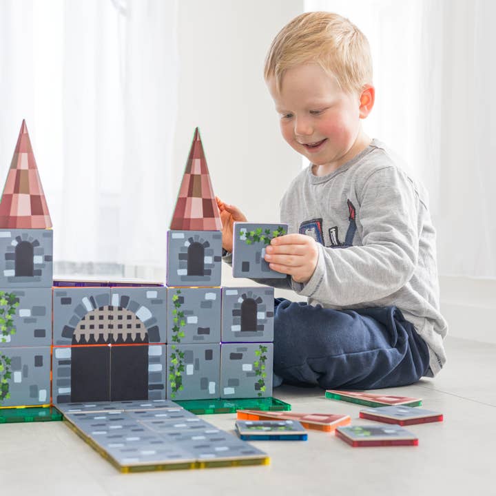 Learn and Grow Toys - Wholesale Building set – Child - Learn & Grow Toys - Magnetic Tile Topper - Castle Pack (40 P3
