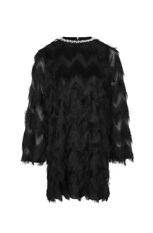 RIVIR - Wholesale Dress - Women's - Lace Long Sleeve Dress with Zigzag Pattern3