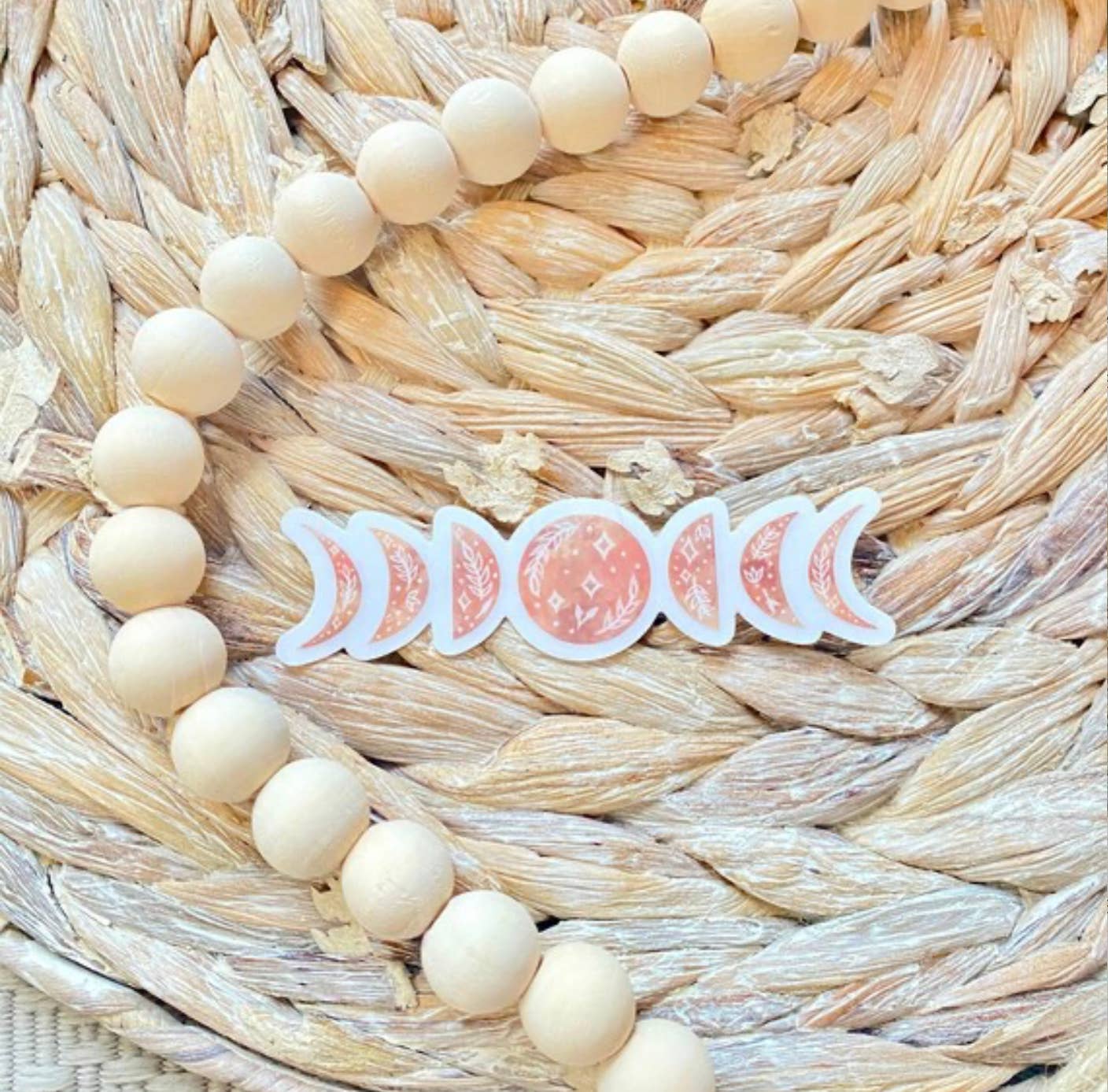 taelormade – wholesale Sticker – Pink Floral Moon Phases Clear Sticker 3.6x1 in.2