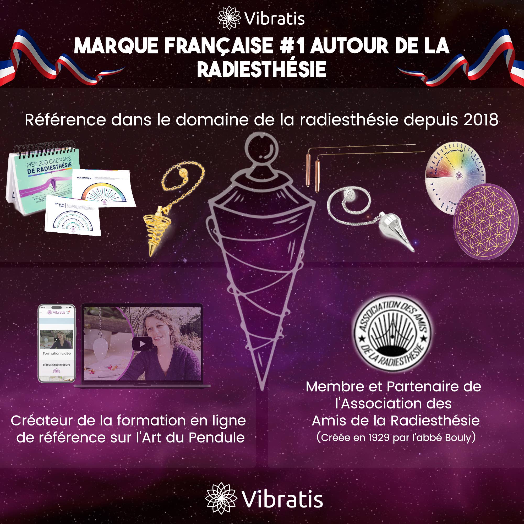 Vibratis - Vente Accessoire de méditation - Pendule divinatoire de radiesthésie - Thot argenté3