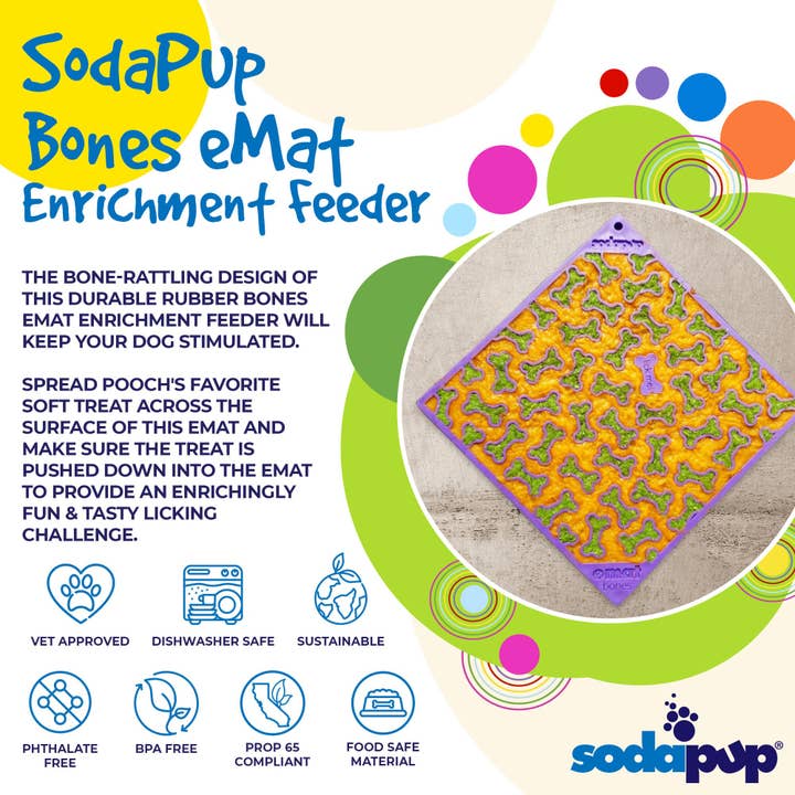 SodaPup Dog Toys - Vente Tapis de gamelle – chien - Tapis à lécher Bones Design Emat Enrichment2