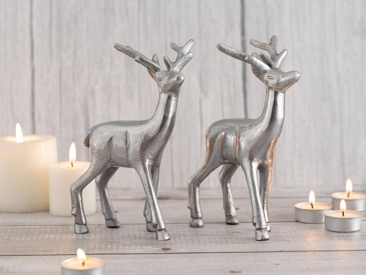 Voglrieder – Decoração de Natal por atacado – Conjunto de figuras decorativas de 2 cervos decoração de mesa figura animal metal22