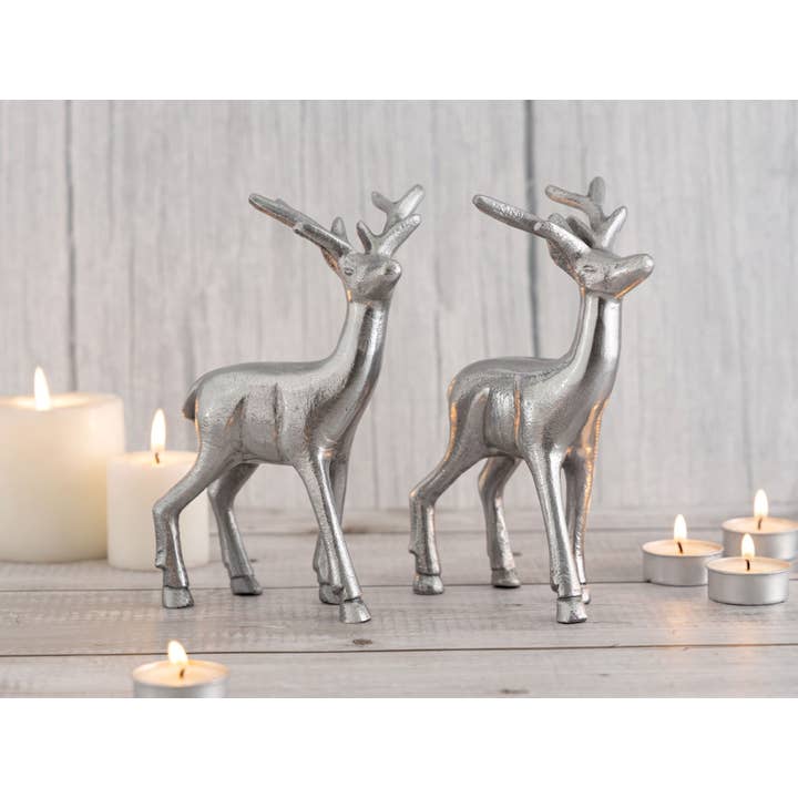 Voglrieder – Decoração de Natal por atacado – Conjunto de figuras decorativas de 2 cervos decoração de mesa figura animal metal22