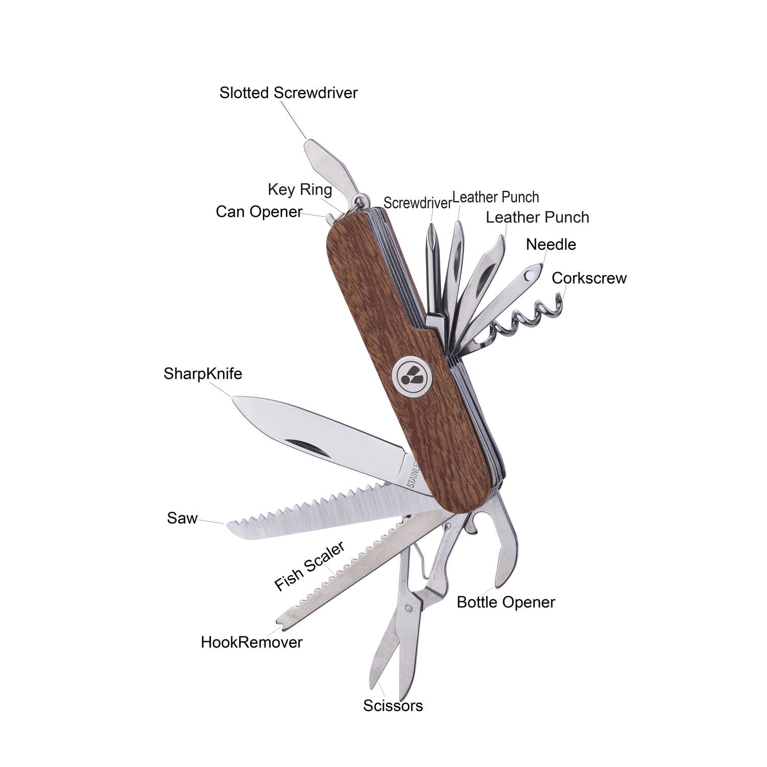 Laguiole - Vendita all'ingrosso Coltellino tascabile/portacoltellino - Coltello multifunzione Laguiole con manico in legno di sandalo rosso3