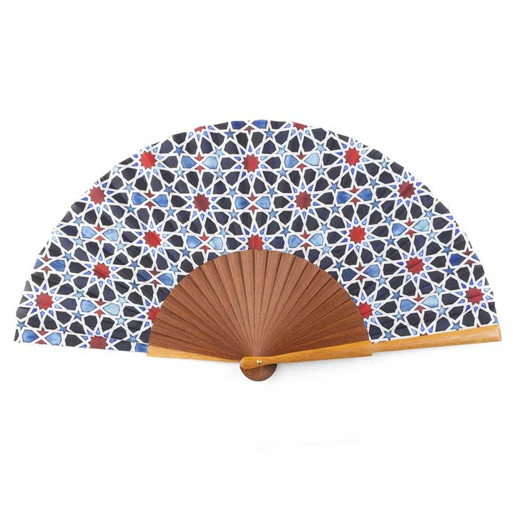 Spanish Handcrafted Fan, Silk and Wood, Islamic Art for wholesale by Hamzah
