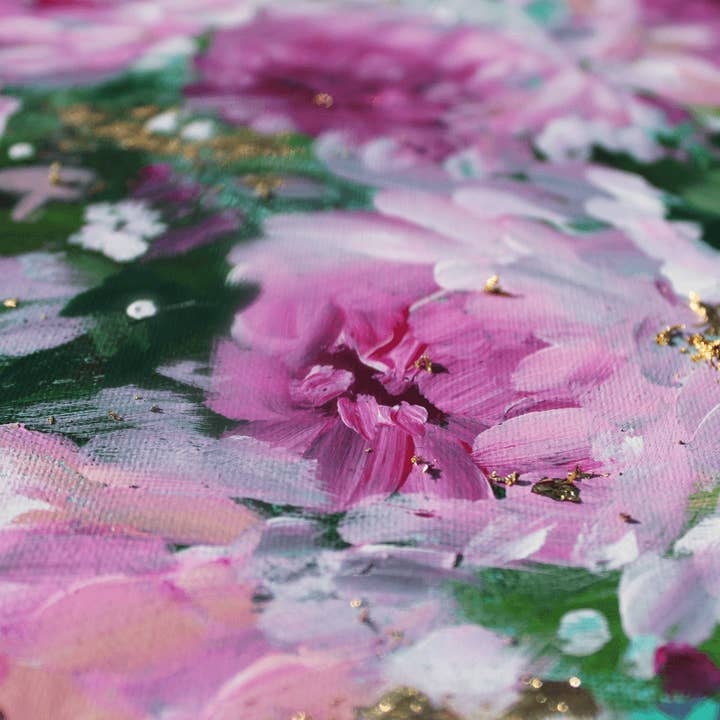 glad you're here co - Wholesale Painting/Drawing - Original Acrylic Painting on 16x20 Canvas with Gold Flecks • Pink Floral Abstract Wall Art • Modern Flower Artwork for Home Decor6