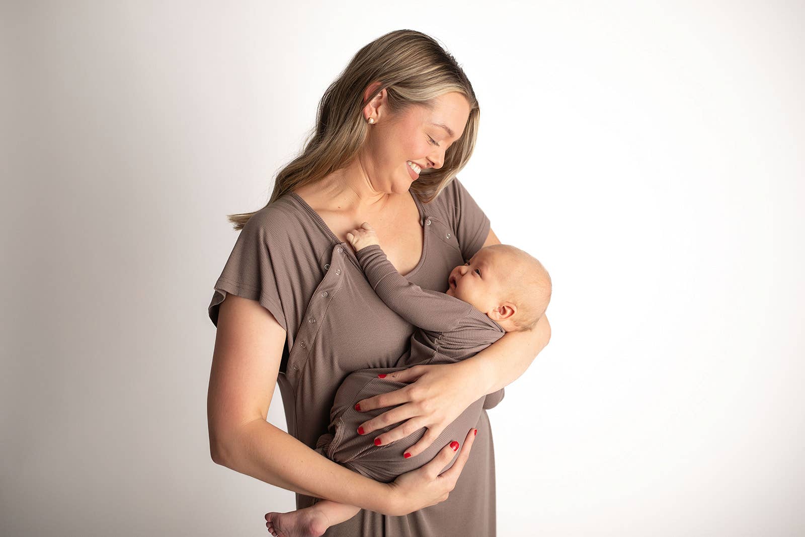 Three Little Tots - Wholesale Babygown - Baby - Cocoa Brown Ribbed Knotted Newborn Baby Gown sleepwear44