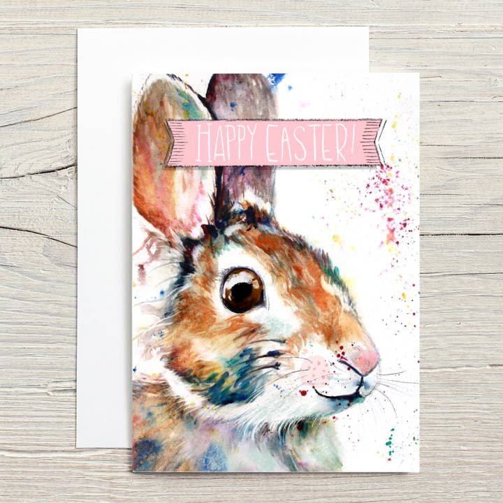 Christy Obalek Illustration - Wholesale Easter Card - Happy Easter colourful rabbit card