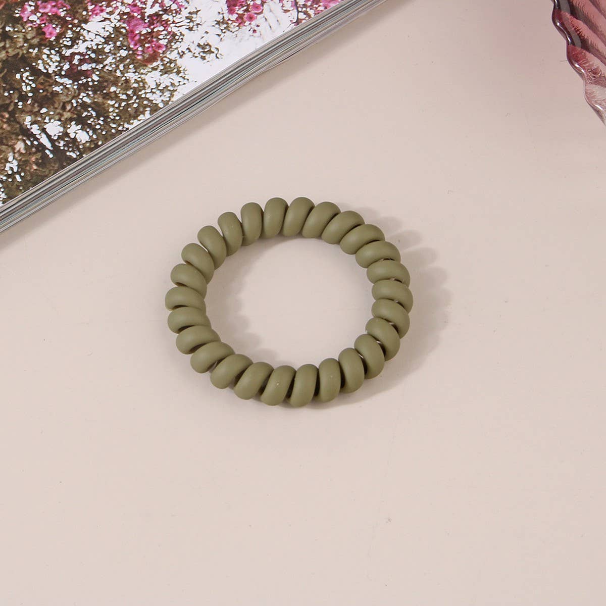 NINEXIS - Wholesale Hair Tie - CWAHA1379_SIMPLE FROSTED PHONE CORD HAIR TIE1