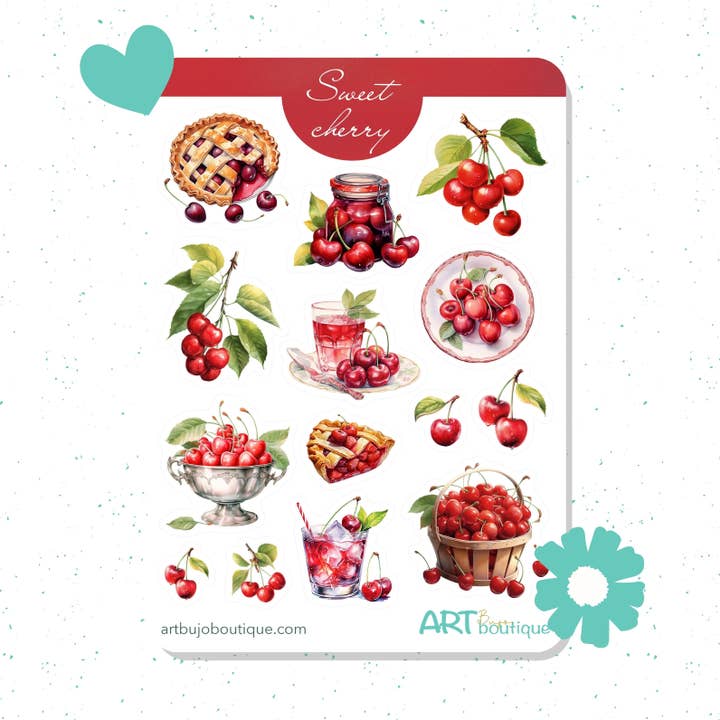 Klistermärkesark med söta körsbär för wholesale av Art Bujo Boutique