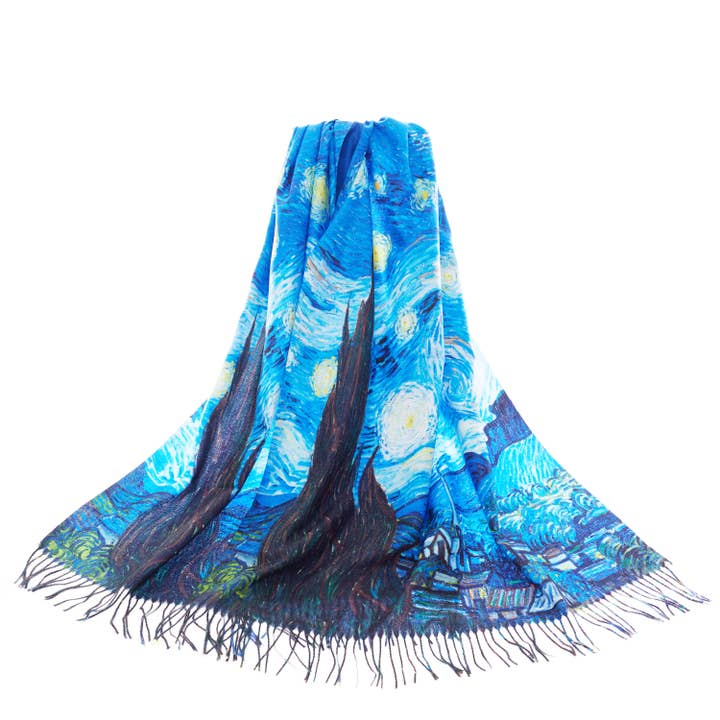 Signare Tapestry - Wholesale Scarf - Women's - Van Gogh Starry Night - Art Pashmina