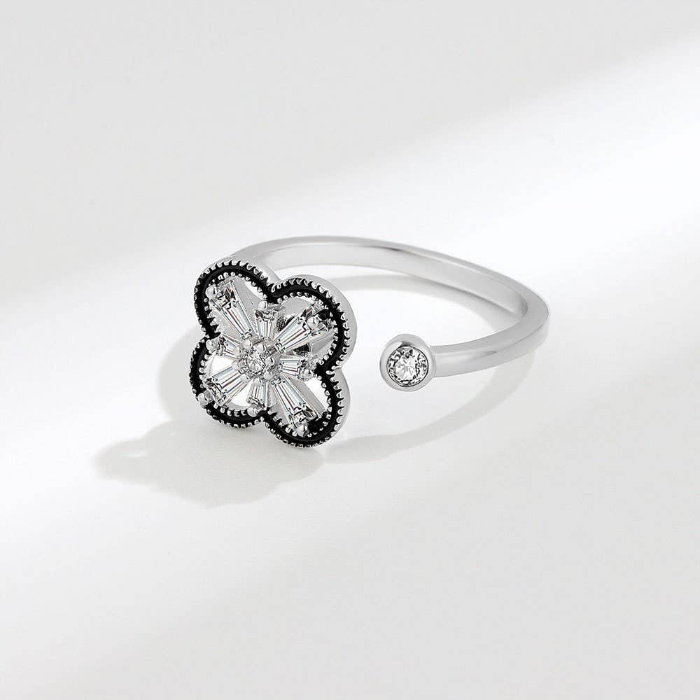 Perimade & Co. LLC – Großhandel Mehrsteinige Ringe – Fidget Spinner Ring mit vierblättrigem Kleeblatt aus 925er Sterlingsilber5