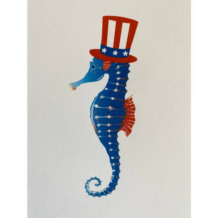 Studio Daedre - Wholesale Everyday Greeting Card - Patriotic Sea Horse - Loose Card0
