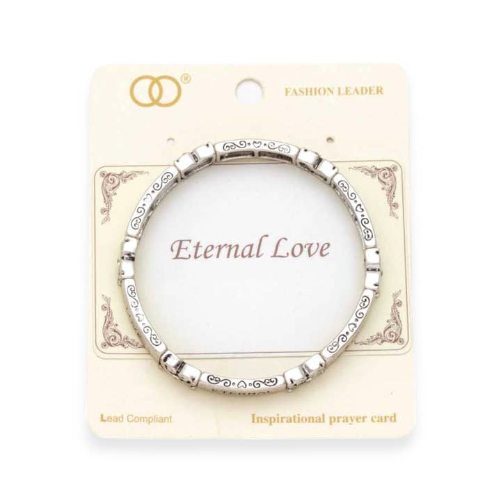 Silver Eternal Love Message Engraved Stretch Bracelet for wholesale on Faire1