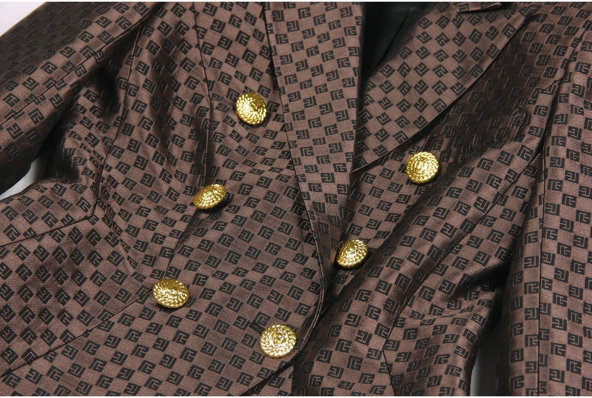 Marron Blazer brodé jacquard femme BL080 en vente sur Faire9